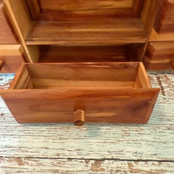 Vintage Rustic Cedar Wooden Organizer with Drawers Handcrafted 8 drawers hangs - Picture 3 of 10